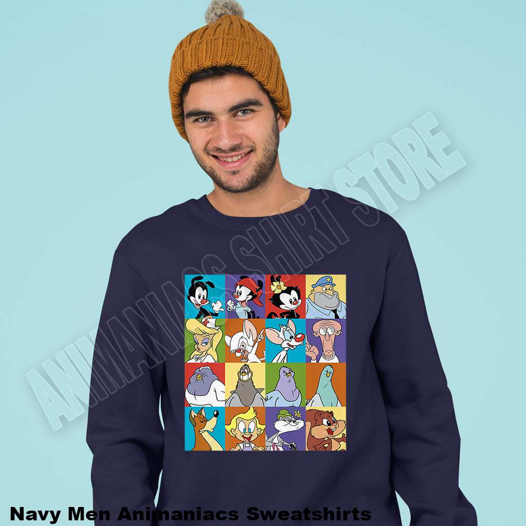 Animaniacs Character Box Up Premium Men Animaniacs Sweatshirts Navy