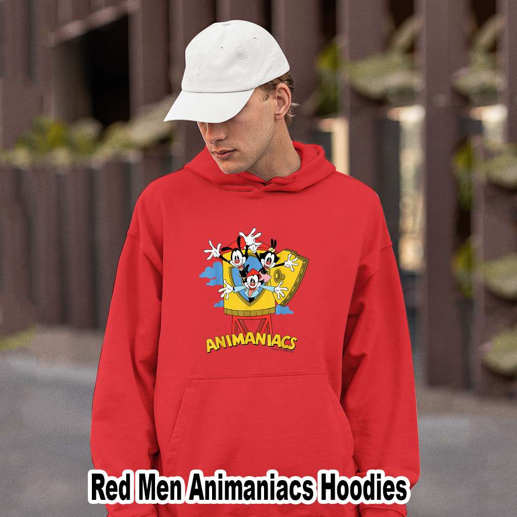 Animaniacs Tower Introduction Yakko Wakko And Dot Red Men Animaniacs Hoodies