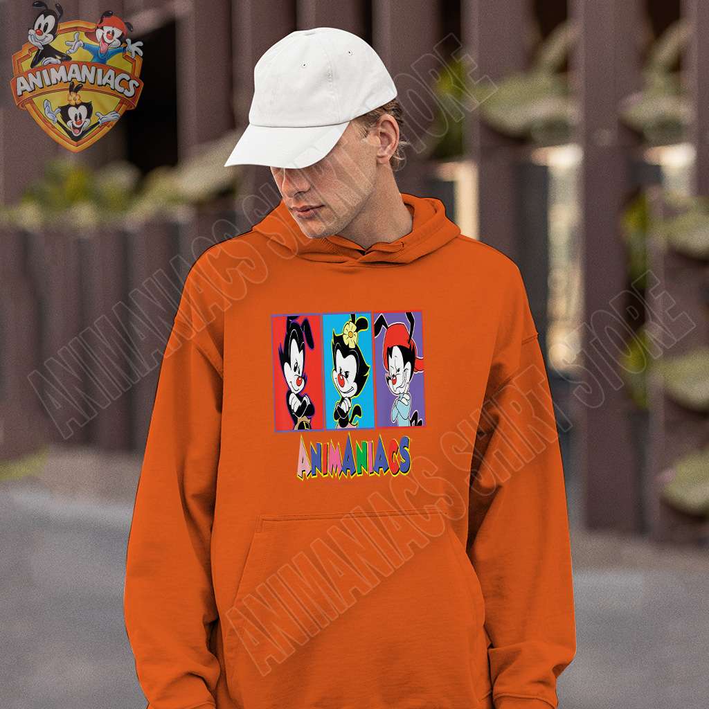 Animaniacs Yakko Wakko And Dot Box Up Orange Men Hoodies