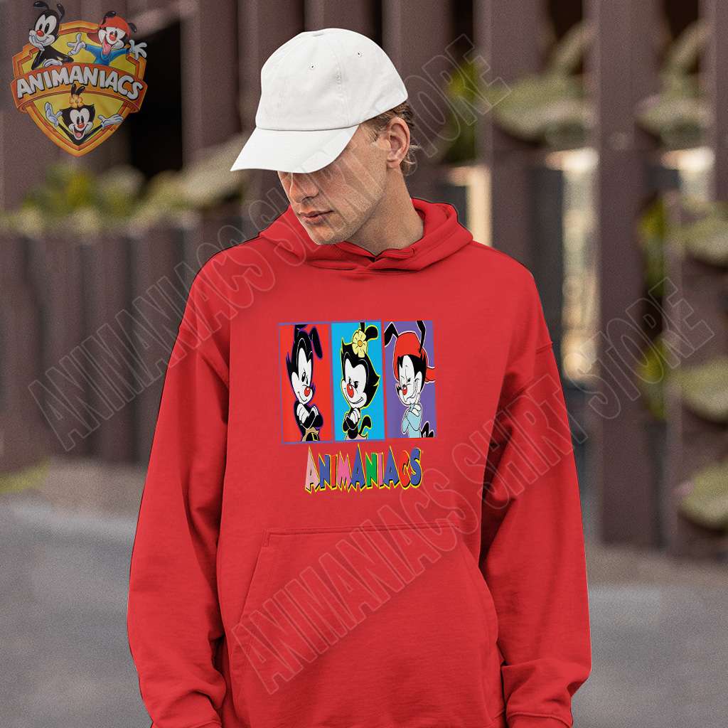 Animaniacs Yakko Wakko And Dot Box Up Red Men Hoodies