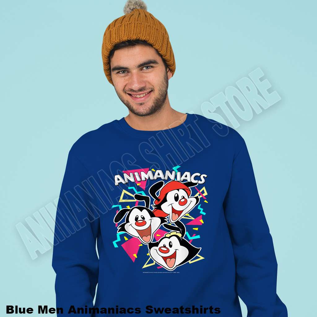 Animaniacs Yakko Wakko Dot Party Portrait Men Animaniacs Sweatshirts Blue