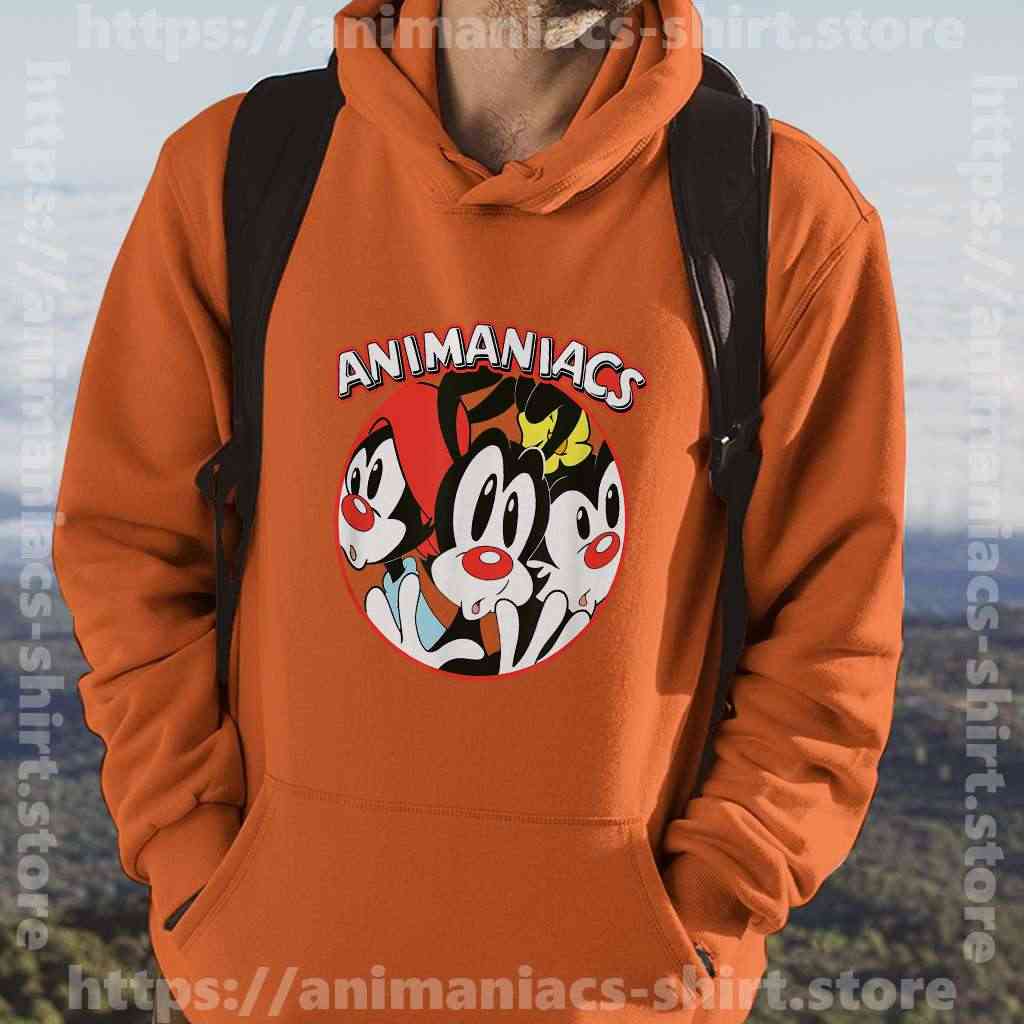 Men Animaniacs Hoodies Orange Cartoon Crammed Animaniacs Vintage