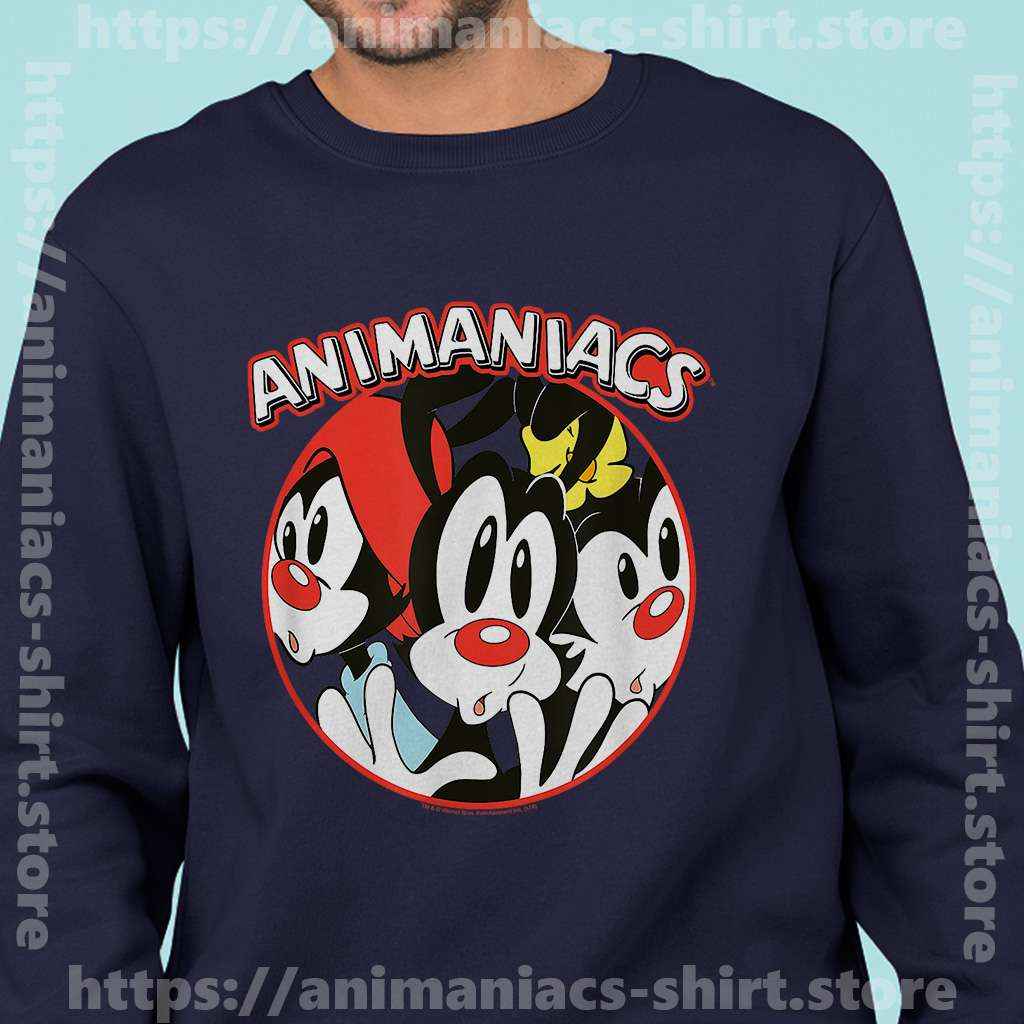 Men Animaniacs Sweatshirt Navy Cartoon Crammed Animaniacs Vintage