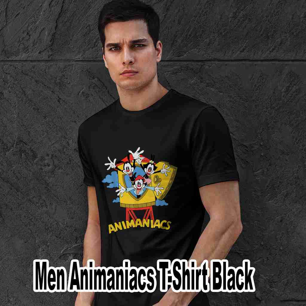 Men Animaniacs T Shirt Black Animaniacs Tower Introduction Yakko Wakko And Dot